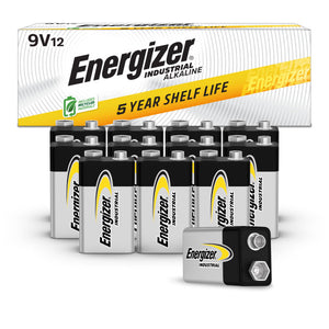 9 Volt Batteries | Alkaline | EN22 | Energizer Industrial | 12 Pack